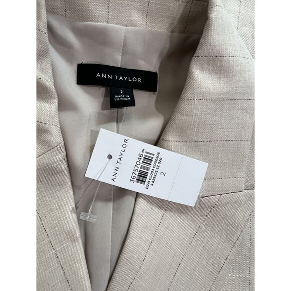 Ann Taylor Pinstripe Long Double Breasted Vest in Cream - Picture 4 of 4